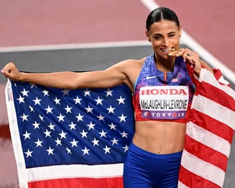 The American sprinter clocks speediest female 400m in 40 years to claim gold medal